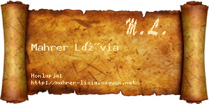 Mahrer Lívia névjegykártya